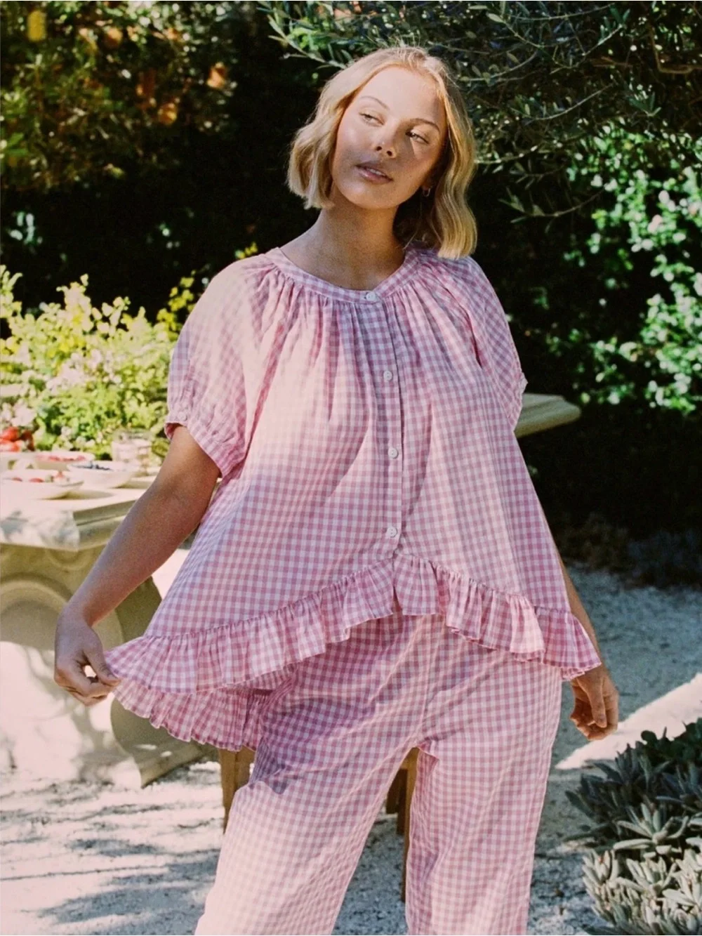 Piyama | Sophie Sleep Set in Gingham Pink